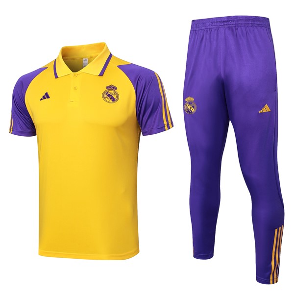 Polo Real Madrid Conjunto Completo 2024 2025 Amarillo Purpura